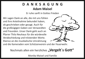 Anzeige von Adam Maisel von Nordbayerischer Kurier