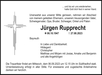 Anzeige von Jürgen Rupprecht von Nordbayerischer Kurier