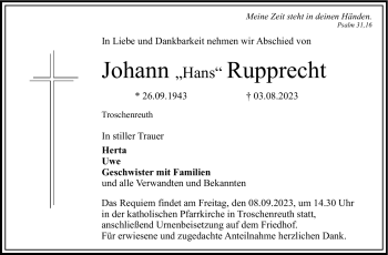 Anzeige von Johann Rupprecht von Nordbayerischer Kurier