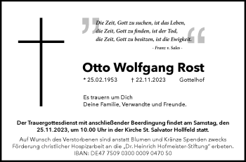 Anzeige von Otto Wolfgang Rost von Nordbayerischer Kurier