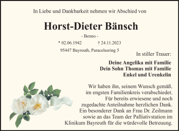 Anzeige von Horst-Dieter Bänsch von Nordbayerischer Kurier