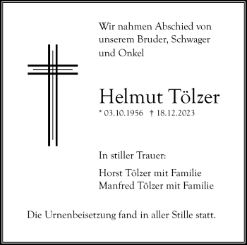 Anzeige von Helmut Tölzer von Nordbayerischer Kurier