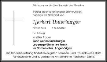 Anzeige von Herbert Unterburger von Nordbayerischer Kurier