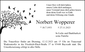 Anzeige von Norbert Wopperer von Nordbayerischer Kurier