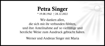 Anzeige von Petra Singer von Nordbayerischer Kurier