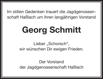 Anzeige von Georg Schmitt von Nordbayerischer Kurier