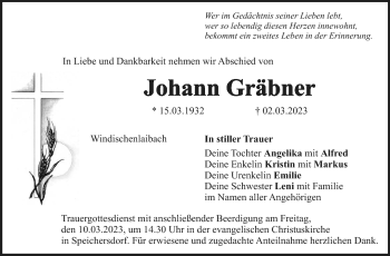 Anzeige von Johann Gräbner von Nordbayerischer Kurier