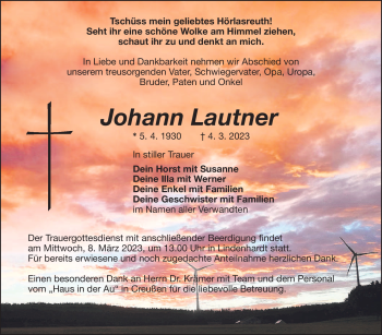 Anzeige von Johann Lautner von Nordbayerischer Kurier
