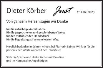 Anzeige von Dieter Körber von Nordbayerischer Kurier