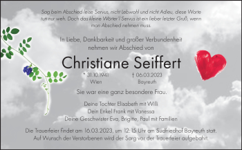 Anzeige von Christiane Seiffert von Nordbayerischer Kurier