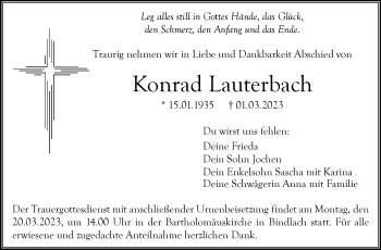 Anzeige von Konrad Lauterbach von Nordbayerischer Kurier