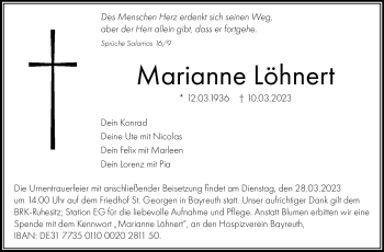 Anzeige von Marianne Löhnert von Nordbayerischer Kurier