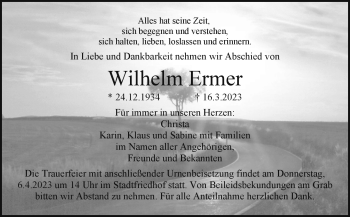 Anzeige von Wilhelm Ermer von Nordbayerischer Kurier