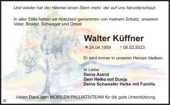 Anzeige von Walter Küffner von Nordbayerischer Kurier