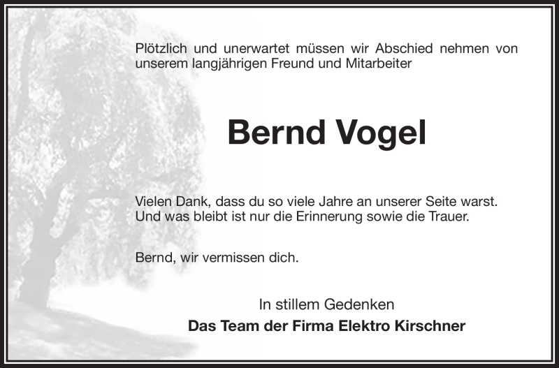  Traueranzeige für Bernd Vogel vom 13.05.2023 aus Nordbayerischer Kurier