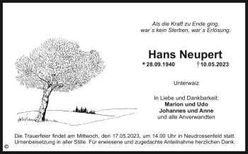 Anzeige von Hans Neupert von Nordbayerischer Kurier