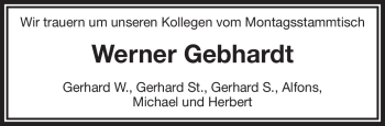 Anzeige von Werner Gebhardt von Nordbayerischer Kurier