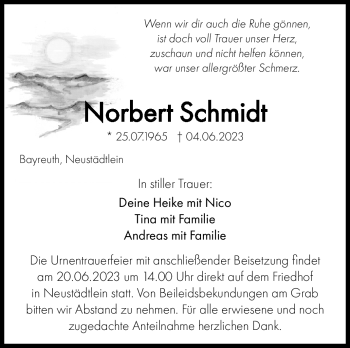 Anzeige von Norbert Schmidt von Nordbayerischer Kurier