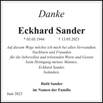 Anzeige von eckhard Sander von Nordbayerischer Kurier
