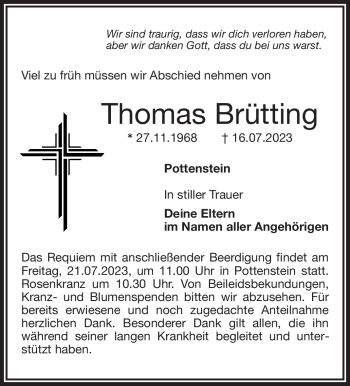 Anzeige von Thomas Brütting von Nordbayerischer Kurier