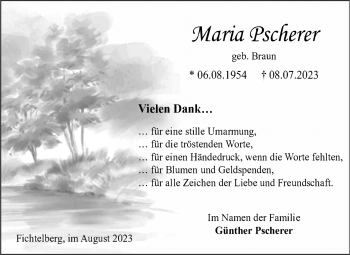 Anzeige von Maria Pscherer von Nordbayerischer Kurier