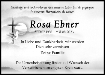 Anzeige von Rosa Ebner von Nordbayerischer Kurier