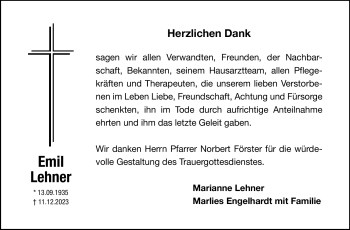 Anzeige von Emil Lehner von Nordbayerischer Kurier