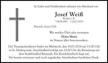 Anzeige von Josef Weiß von Nordbayerischer Kurier