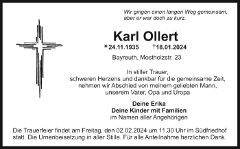 Anzeige von Karl Ollert von Nordbayerischer Kurier