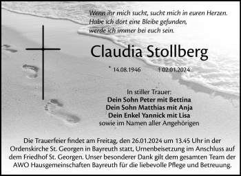 Anzeige von Claudia Stollberg von Nordbayerischer Kurier