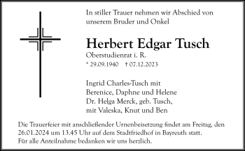 Anzeige von Herbert Edgar Tusch von Nordbayerischer Kurier