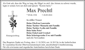 Anzeige von Max Prechtl von Nordbayerischer Kurier