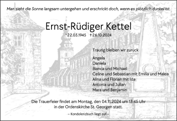 Anzeige von Ernst-Rüdiger Kettel von Nordbayerischer Kurier