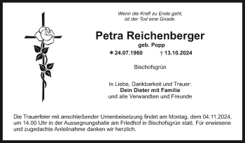 Anzeige von Petra Reichenberger von Nordbayerischer Kurier