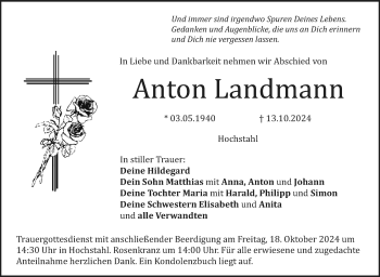 Anzeige von Anton Landmann von Nordbayerischer Kurier