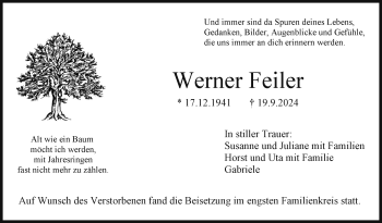 Anzeige von Werner Feiler von Nordbayerischer Kurier