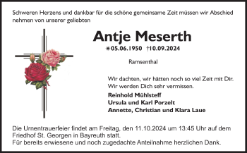 Anzeige von Antje Meserth von Nordbayerischer Kurier