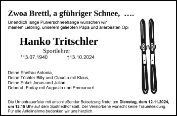 Anzeige von Hanko Tritschler von Nordbayerischer Kurier