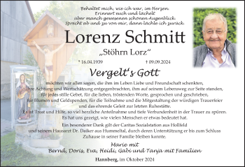 Anzeige von Lorenz Schmitt von Nordbayerischer Kurier