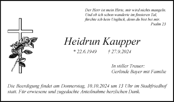 Anzeige von Heidrun Kaupper von Nordbayerischer Kurier