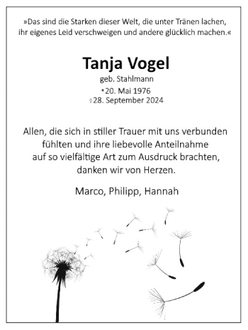 Anzeige von Tanja Vogel von Nordbayerischer Kurier