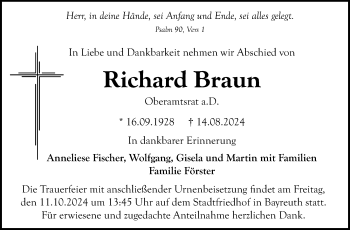 Anzeige von Richard Braun von Nordbayerischer Kurier