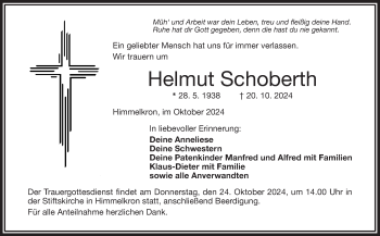 Anzeige von Helmut Schoberth von Nordbayerischer Kurier