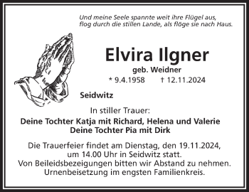 Anzeige von Elvira Ilgner von Nordbayerischer Kurier