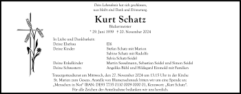 Anzeige von Kurt Schatz von Nordbayerischer Kurier