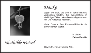 Anzeige von Mathilde Potzel von Nordbayerischer Kurier