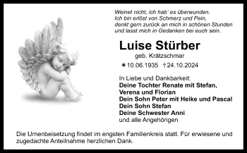 Anzeige von Luise Stürber von Nordbayerischer Kurier