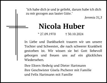 Anzeige von Nicola Huber von Nordbayerischer Kurier