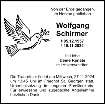 Anzeige von Wolfgang Schirmer von Nordbayerischer Kurier