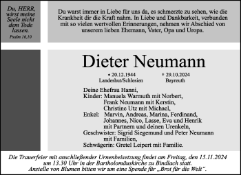 Anzeige von Dieter Neumann von Nordbayerischer Kurier